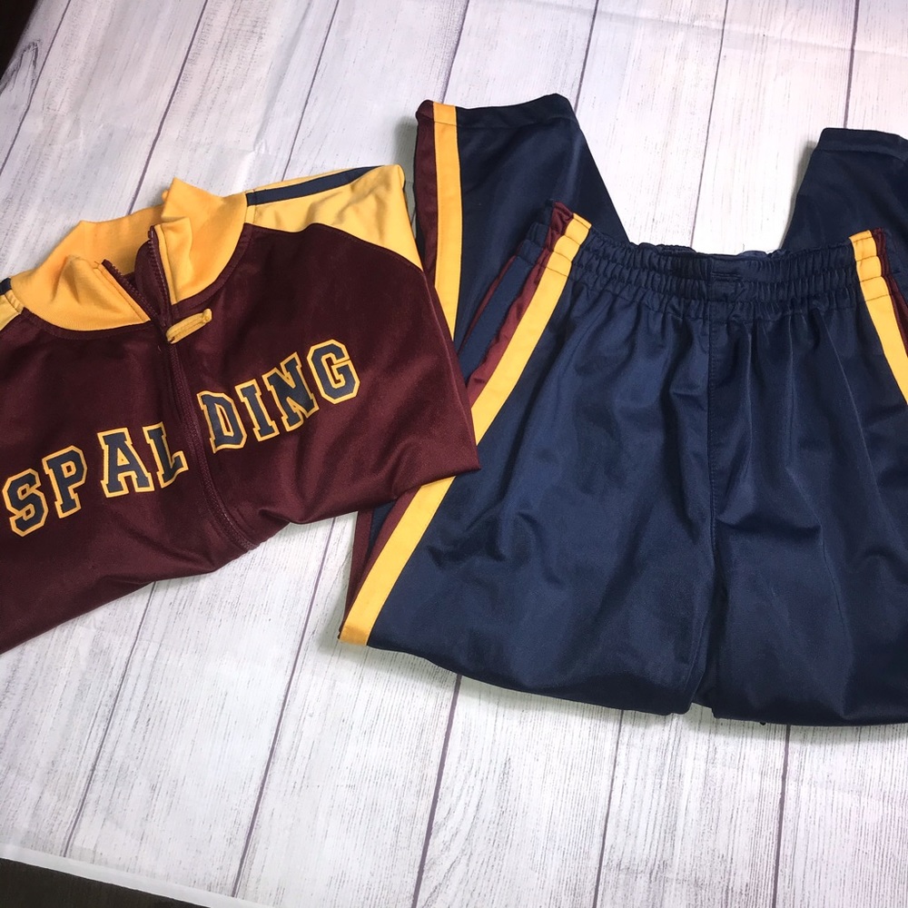 Vintage 90’s Spalding Active Sportswear Full Zip 2 Pc Track Sweatsuit Sz M EUC